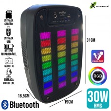 Caixa de Som Bluetooth 30W RGB GTS-1793 X-Cell - Preta